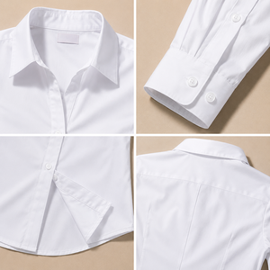 Wholesale Women's White Cotton Poplin Button Down <b>Shirt</b> Long Sleeve Turn-down Collar Classic Fit <b>Office</b> Wear OEM ODM - Product Image 5