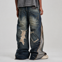 DiZNEW Jeans Baggy Homme Personnalisés Double Couche Taille Basse Désstructurés Déchirés Jambe Large en Denim – Usine BSCI