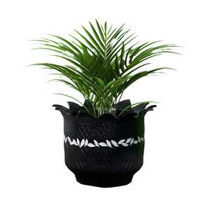 Pot de fleurs décoratif élégant noir et vert pour salon, bureau et intérieur - Product Image 1