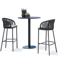 Tables et chaises de patio extérieur Resorts Restaurant Table ronde en alliage d'aluminium Hôtel Balcon Chaise de loisirs Chaise de bar Patio