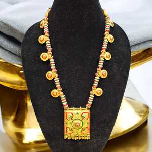 สร้อยคอทองแดงหินที่สร้างสรรค์จริงชุดเครื่องประดับชุบทอง18K สไตล์วินเทจสำหรับเป็นของขวัญ - Product Image 1