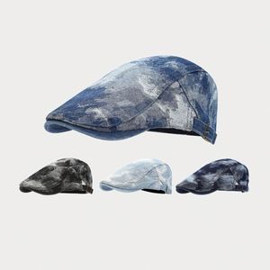 Béret tendance 2024 pour femmes et hommes, casquette en denim tie-dye, chapeau Ivy - Product Image 2