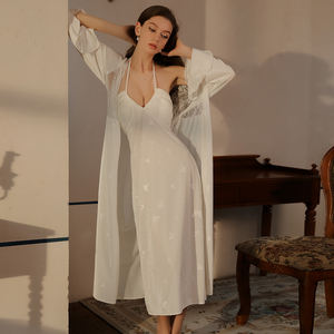 Pyjama en velours de soie de luxe léger, imprimé papillon doux, avec coussinets de poitrine, robe de nuit à bretelles, longue robe de chambre, vêtements de maison, ensemble 4775 - Product Image 1