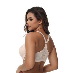 Reggiseno Wireless Solf a Copertura Totale, Reggiseno Grande <span class=keywords><strong>con</strong></span> <span class=keywords><strong>Apertura</strong></span> Frontale, Design Sexy in Pizzo <span class=keywords><strong>con</strong></span> Ferretto e Schiena a X, Modellante Plus Size, Vendita Diretta dal Produttore - Product Image 6