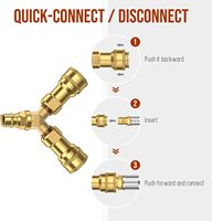 Répartiteur en Y de gaz naturel de 1/2 pouces pour tuyau de propane Raccords d'adaptateur à connexion rapide en té à 2 voies