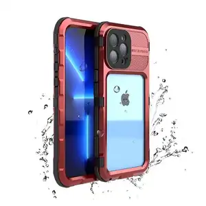 Built-in Screen Protector Luxury Extreme Shockproof Armor Bumper Heavy Duty Waterproof Aluminum Alloy Protective Metal Case