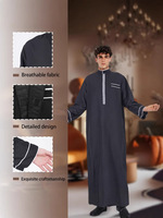 Robe Abaya Arabe Vintage 2025 pour Hommes, Broderie Florale à Franges, Élégante, Manches Longues, en Polyester, Tendance et Traditionnelle