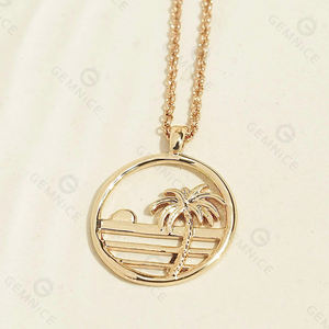 Gemnel collier vague de palmier d'été en argent sterling 925 plaqué or pur 18 carats - Product Image 5