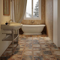 Carreaux de sol/mur en céramique de style rétro français 300x300mm, antidérapants, texture rustique, finition mate, pour salle de bain, utilisation en extérieur