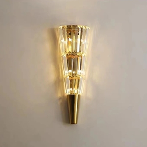 Lámpara de Pared LED para Sala de Estar Interior, Lámpara de Cristal Brillante Moderna con Base de Metal para Pasillo de Hotel de Lujo - Product Image 5