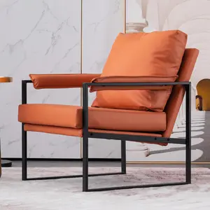 أثاث غرفة معيشة فاخر من OKF يتميز بأنه كرسي فاخر حديث يتميز بأنه كرسي فردي مربع الشكل مصنوع من الإطار المصنوع من الفولاذ المقاوم للصدأ