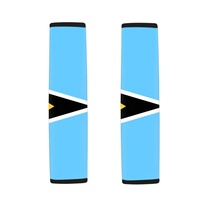Coussinets de ceinture de sécurité en néoprène personnalisés avec drapeau national de Sainte-Lucie, 2 pièces, absorbant les chocs, pour voiture, cadeau promotionnel