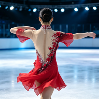 Robe de patinage artistique de luxe rouge à motifs floraux avec strass et dos profond, jupe de danse sur glace pour filles et femmes, tenue de compétition et de performance