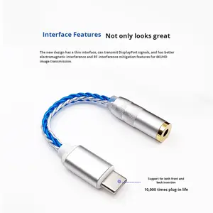 Adaptateur audio CX31993 DAC Type C vers 2,5/3,5/4,4 mm, <span class=keywords><strong>amplificateur</strong></span> de casque portable Hi-Fi avec câble plaqué argent - Product Image 5