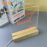 Tableau d'affichage lumineux LED en acrylique transparent avec base en bois, veilleuse LED 3D, décoration d'intérieur chaleureuse, lampe de chambre