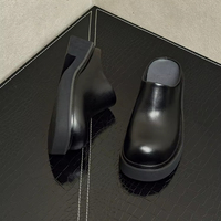 Fabricant sur mesure Fabricant sur mesure quantité minimale de commande bas Vente en gros Mules en cuir véritable Logo personnalisé Gros orteil en cuir noir Femmes Hommes