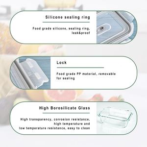 Customizable Large Capacity Rectangular Glass Food Container Airtight Lunch Box for Microwave Use for Food Preservation - Product Image 3