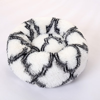 Lit-caverne pour animaux de compagnie (chiens et chats) en peluche longue rayée, apaisant et anti-anxiété, avec logo personnalisé, faible MOQ, OEM ODM, marque privée