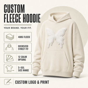 Sweat à capuche oversize pour homme, motif papillon en relief, en molleton bouclette, coupe classique, style automne - Product Image 2