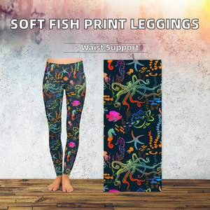 Leggings de Yoga de Cintura Alta para Mujer, con Estampado de Peces Coloridos, de Alta Calidad, Suaves como la Mantequilla, Transpirables, con Doble Cepillado, 92% Poliéster, 8% Elastano - Product Image 2