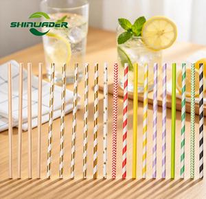 Fabrikpreis <span class=keywords><strong>Tembo</strong></span> Luxus Einweg-Strohhalme Cocktail Pastellfarbene Streifen Umweltfreundliche Biologisch Abbaubare Papierstrohhalme für Camping und Partys - Product Image 1