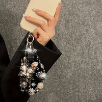 Colgante para Teléfono, Cordón de Muñeca para Teléfono, Colgante de Mariposa con Diamantes de Imitación, Llavero para Bolso, Joyería de Moda para Mujer, Accesorio Gótico Vintage