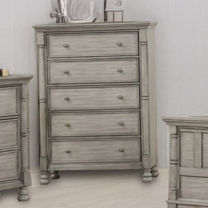 Juego de Muebles de Dormitorio de Madera Estilo Rústico con Cama King Size Gris, Cómoda y Mesitas de Noche - Product Image 3