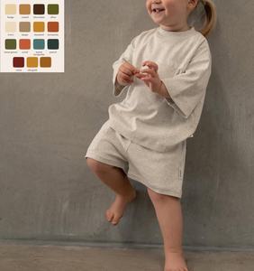 Custom Baby <strong>Kids</strong> Summer Plain Color Oversized T-Shirt and <strong>Short</strong> Sets Boys Girls <strong>Cotton</strong> Top Shirt Loose <strong>Shorts</strong> 2 Pieces Set - Product Image 1