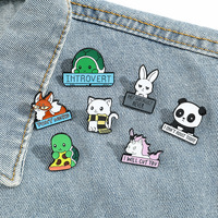 Haute qualité en gros licorne petit Animal broche lapin chat tortue renard Panda métal doux dur épinglette émail broches