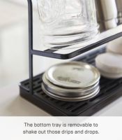 Support de séchage de bouteilles à deux niveaux pour comptoir de cuisine, avec plateau de drainage, pour le rangement de bouteilles et de carafes larges