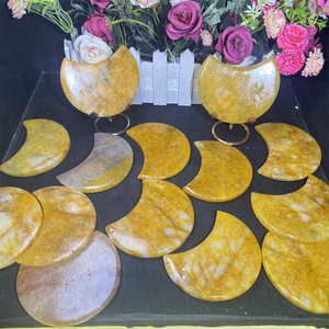 Giá bán buôn đánh bóng xu hướng thời trang chữa bệnh đá pha lê mặt trăng thủ công mỹ nghệ Rose Quartz Moon Vàng Lửa Quartz Pyrite Moon cho - Product Image 1