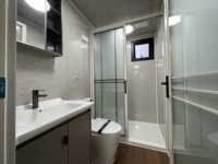 Villa Modulaire Préfabriquée de Luxe à Toit Plat Esthétique, Conteneur Extensible à Double Aile avec Salle de Bain, 2 ou 3 Chambres
