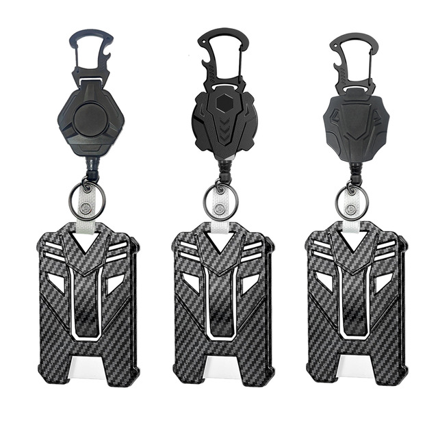 New Black Classic Outdoor Heavy Duty Badge Reel Card Holder Set Retractable Badge Reel ID Buckle