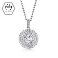 Collier pendentif de luxe en argent S925 plaqué rhodium avec moissanite 1,2 CTW, design multi-halo, serti griffe, chaîne câble, certifié GRA