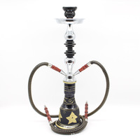 Ventes directes d'usine vente chaude couleur mélangée narguilés en verre moyen shisha avec bouteille de base à motif étoile à cinq branches