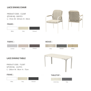 Meubles de jardin de luxe, chaises de patio et table en aluminium, ensemble de salle à manger d'extérieur pour hôtel, restaurant, usage commercial - Product Image 4