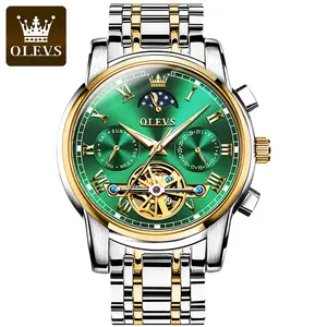 Montre OLEVS 6617 LOGO personnalisée de l'usine chinoise Matériau en alliage Caractéristique résistante à l'eau Montre-bracelet pour homme Horloge mécanique de luxe