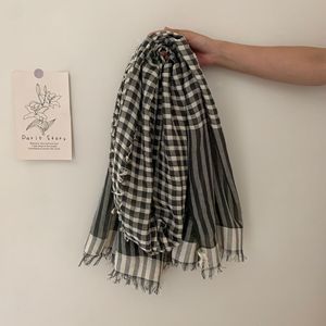 Nhà máy thời trang phụ nữ Pashmina chiếc khăn thô cạnh rìa mùa đông ấm áp thiết kế kẻ sọc kiểm tra Viscose khăn khăn choàng - Product Image 5