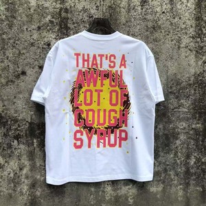 T-shirt de luxe de marque célèbre en coton lavé personnalisé pour hommes, motif 'THAT'S a AWFUL LOT of COUGH SYRUP', 100% coton, vente en gros - Product Image 2