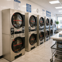 Laveuse-sécheuse professionnelle en libre-service entièrement automatique à monnayeur pour entreprises de blanchisserie commerciale partagée