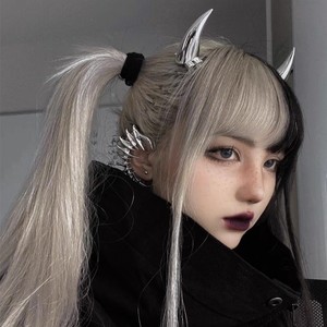 Pinza para <span class=keywords><strong>el</strong></span> pelo de metal con cuernos de <span class=keywords><strong>diablo</strong></span> <span class=keywords><strong>Lucifer</strong></span>, diseño de nicho superior, para estilismo, cosplay de Halloween, dulce, unisex, de alta gama, estilo Ins - Product Image 2