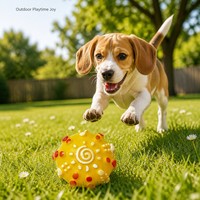 Balle jaune couineuse pour chien en silicone et latex, jouet texturé à mâcher et à rapporter pour chiens