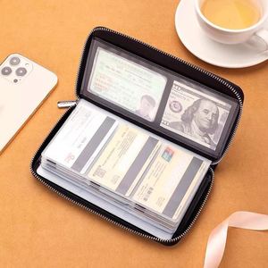 Porte-cartes en PU avec fermeture éclair, long portefeuille multifonction anti-démagnétisation pour hommes et femmes, grande capacité, plusieurs emplacements pour cartes, étui pour cartes d'identité - Product Image 1