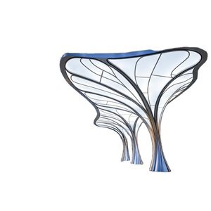 Sculpture d'arbre en acier inoxydable grandeur nature, illuminée par LED, résistante aux intempéries, avec canopée lumineuse – Art extérieur fait main - Product Image 1