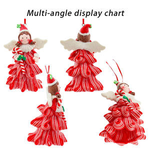 فتاة ملاك صغيرة لعيد الميلاد مصنوعة يدويًا بأجنحة متلألئة زينة دلاية لشجرة الكريسماس ملاك مع زينة هدايا حفلات حمراء - Product Image 6