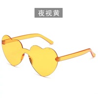 Lunettes de soleil sans monture, tendance, transparentes, couleur bonbon, lunettes en forme de cœur, lunettes sans cadre pour les fêtes