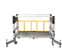 Tour d'échafaudage mobile moderne en aluminium, pliable, avec roues, garde-corps et stabilisateurs réglables, capacité élevée