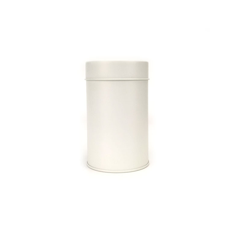 metal container off white for tea