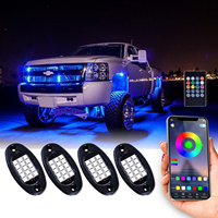 R-GB App Contrôle, Multicolore, Mode Musique, Dimmable, 4 Gousses Underglow RGB Led Feux De Rock, RGB lampe de travail