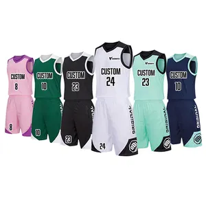 Hochwertige individuelle Herren Kinder Jugend Basketballuniformhemden Shorts Polyester Basketballbekleidung bedrucktes Netz Basketballtrikot